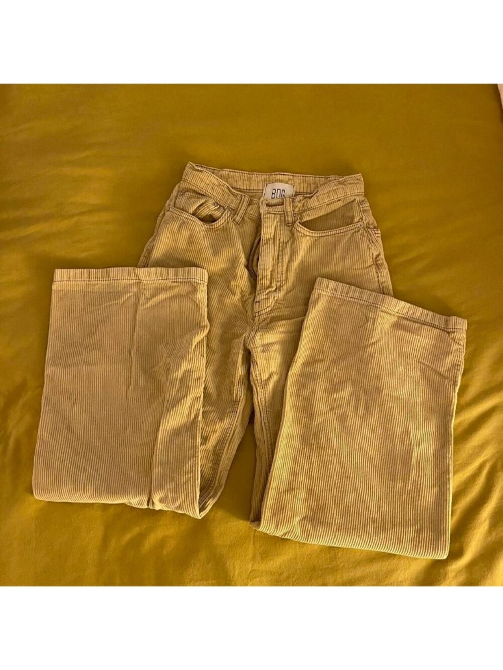 Tan corduroy BDG high-waisted wide-leg pants